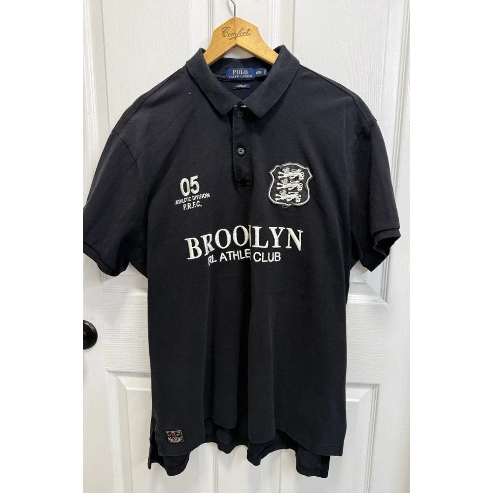 Polo Ralph Lauren Shirt Mens Size 2XL Black Brooklyn Althletic Club #5 Rugby